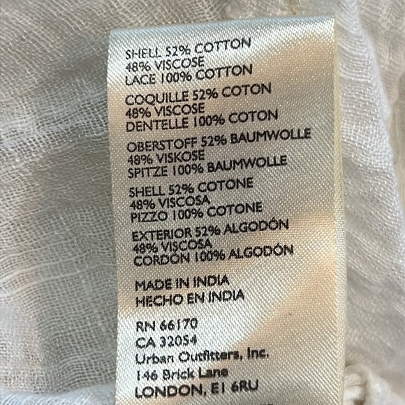 Free People Greta Gauze Top M Ivory Button Front Bell Sleeves Lightweight Sheer - Picture 14 of 15